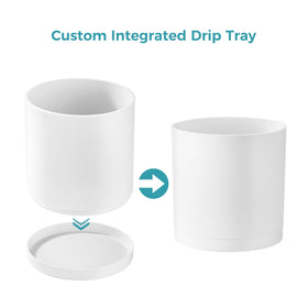 FaithLand 10in planter drainage holes with seamless detachable saucer for easy water management.