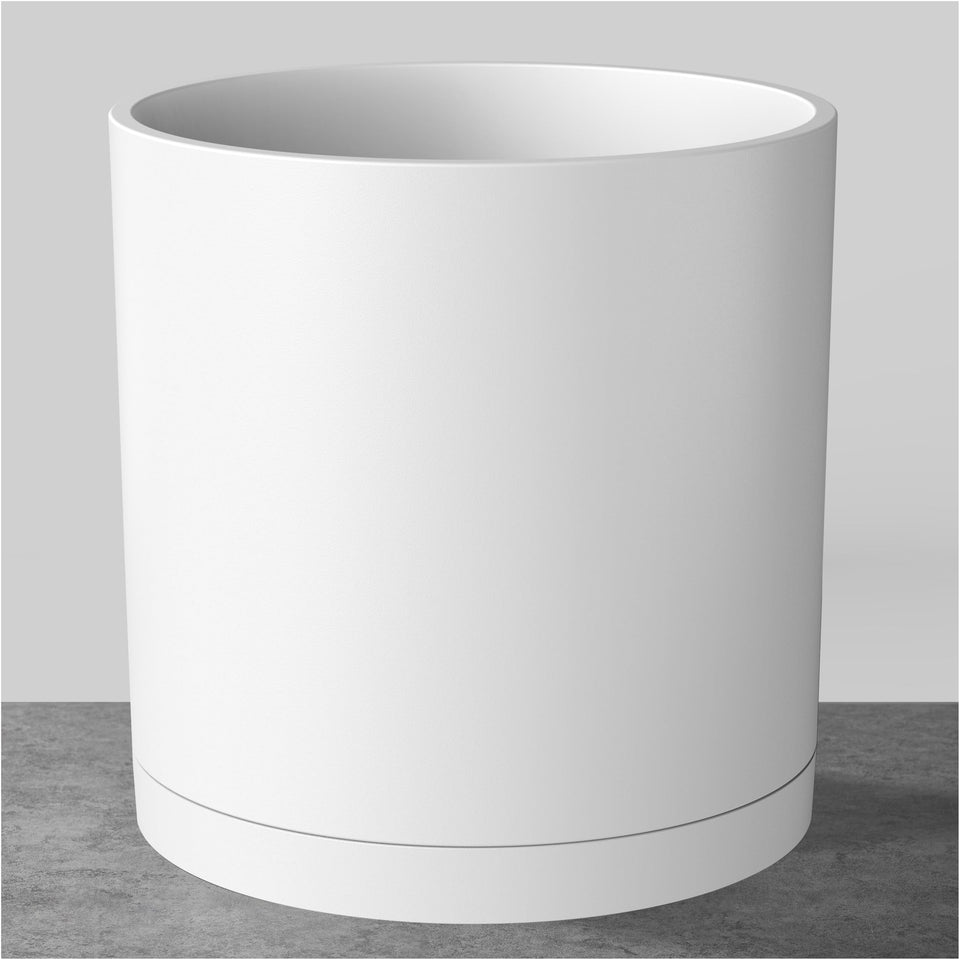 FaithLand 10in modern cylinder planter front view for indoor display of medium to large plants.