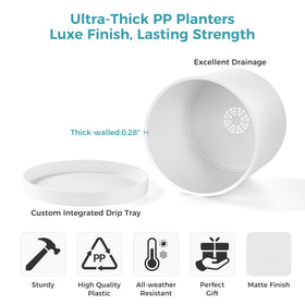 FaithLand 10in modern cylinder planter side profile showing thick walls for sturdy indoor use.