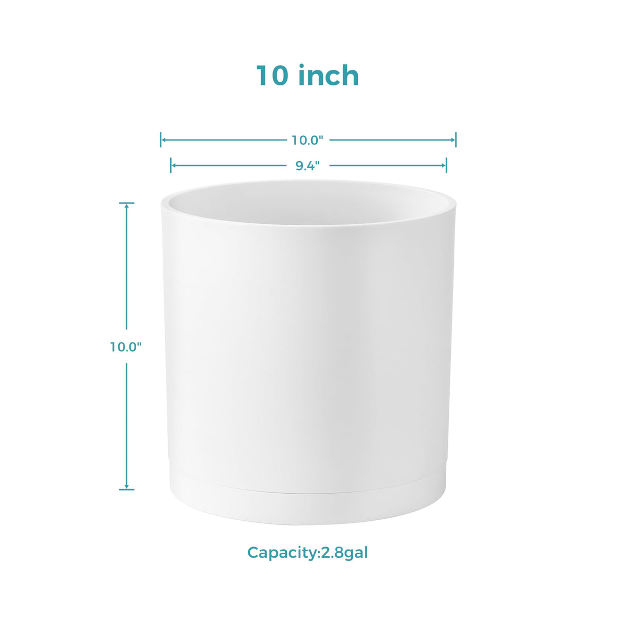 FaithLand 10in modern cylinder planter top view with clean rim and generous planting space.