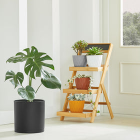 FaithLand 8-Inch Modern Cylinder Planter with matte black finish to suit contemporary décor