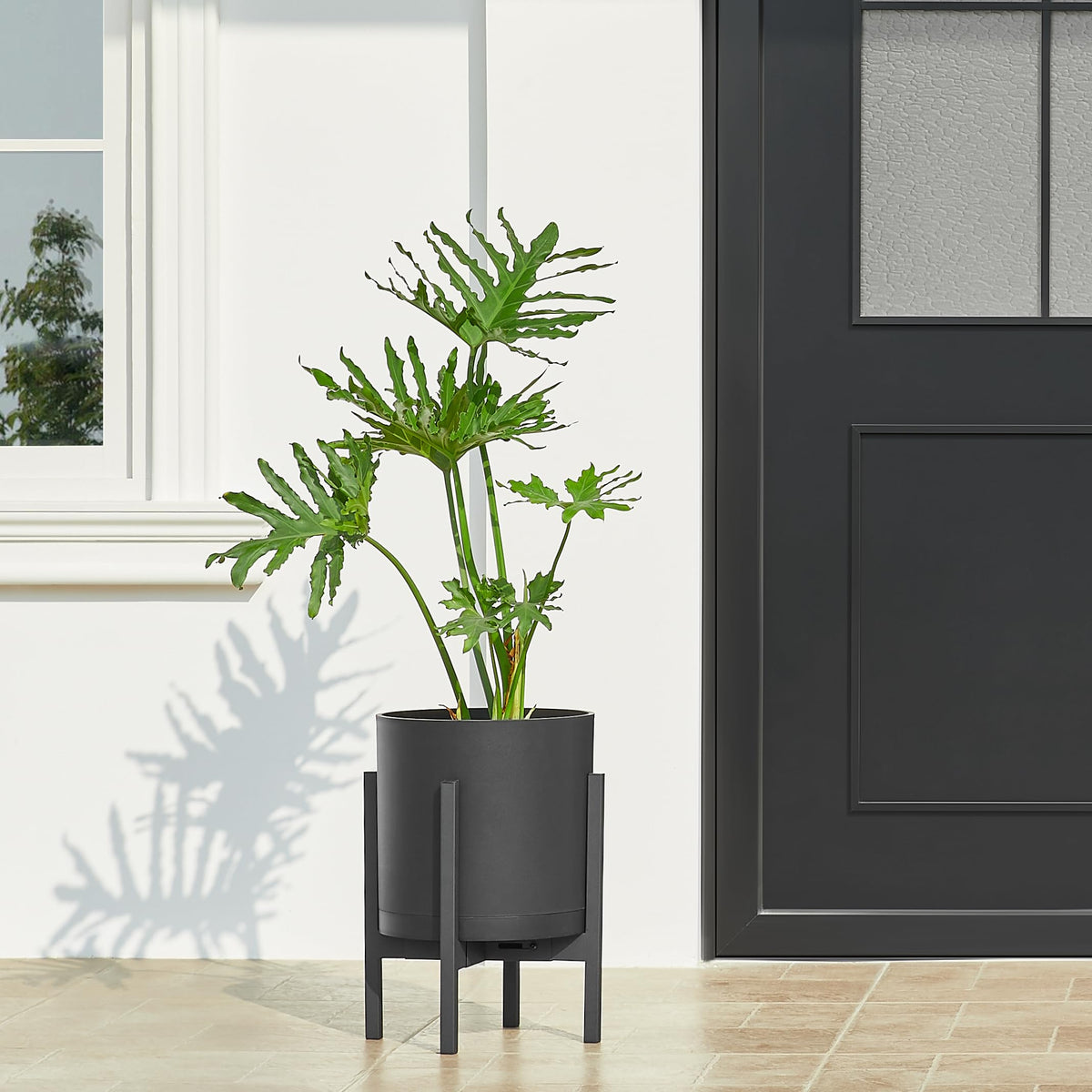 FaithLand 8-Inch Modern Cylinder Planter with UV-resistant material for sun exposure