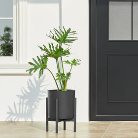 FaithLand 8-Inch Modern Cylinder Planter with UV-resistant material for sun exposure