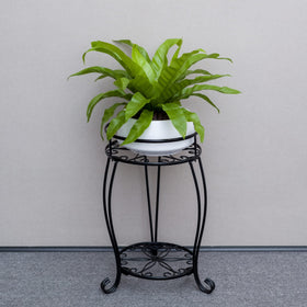 FaithLand heavy-duty iron plant holder with triangular frame supports heavy pots.