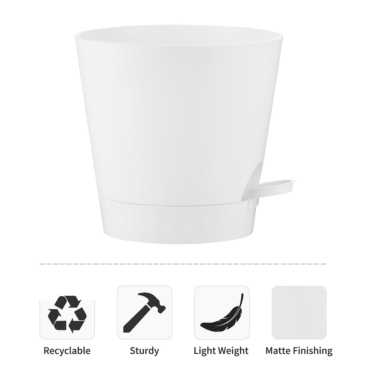 FaithLand minimalist design planter blends with modern interiors and hosts medium to large plants.