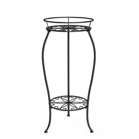 FaithLand plant stand with a top round frame elevates houseplants for easy viewing.
