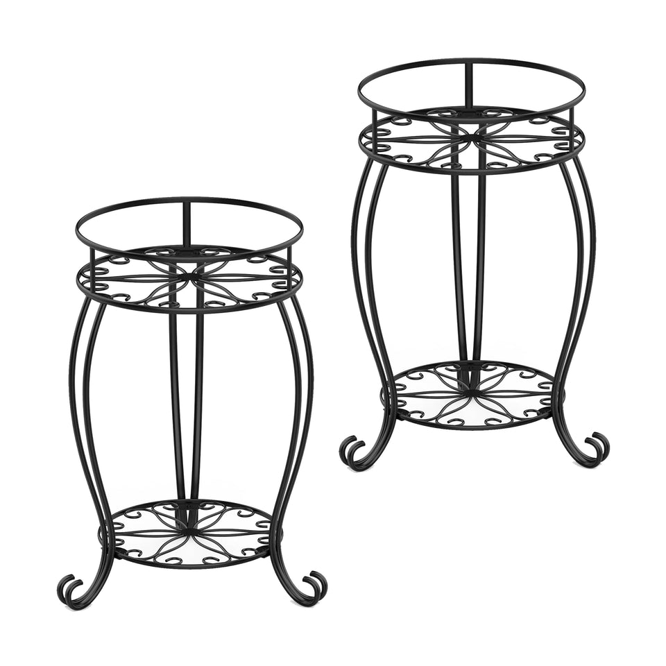 FaithLand two-pack plant stand 2-tier round top for compact indoor display.