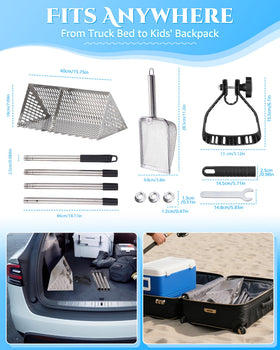 FAITIO Multi-surface rake for beach, shelling, and yard cleanup.