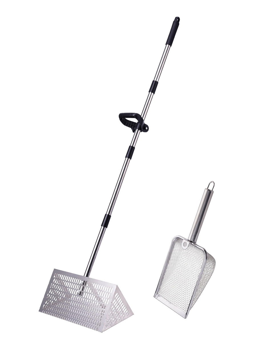 FAITIO Sand Flea Rake with a 16-inch wide screen captures more fleas per scoop.