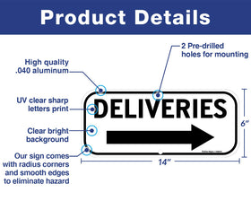 Faittoo Deliveries Sign Rectangular 14x6 improves readability from a distance.