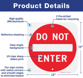 Faittoo Do Not Enter with red reflective plate improves night readability.