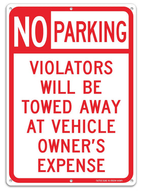 Faittoo No Parking Sign 14x10 aluminum for bright curbside visibility.