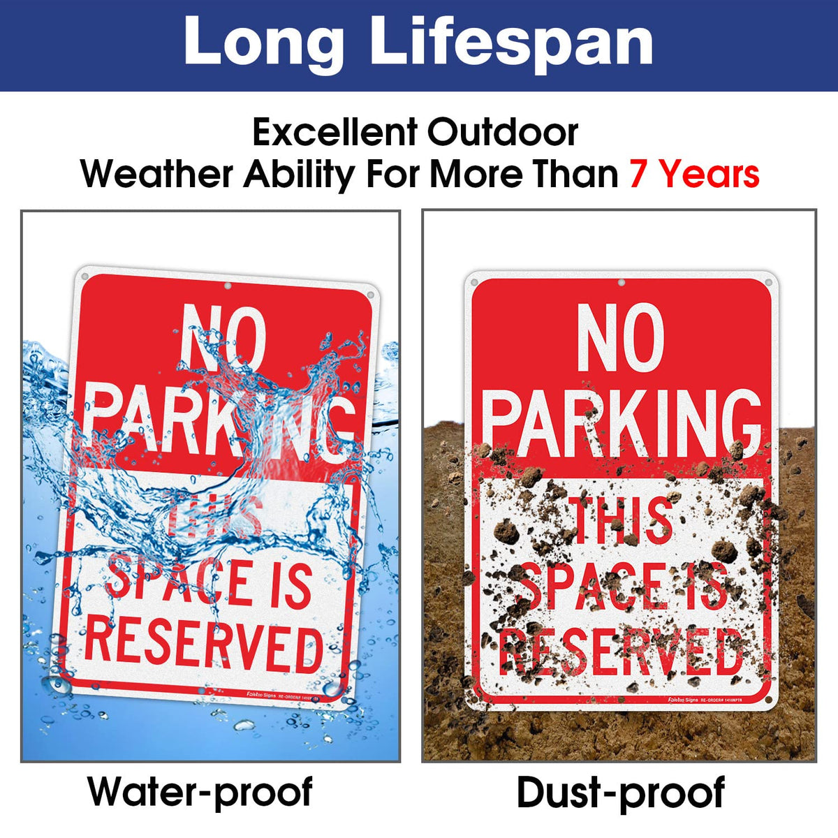 Faittoo No Parking sign durable aluminum withstands weather and wear.