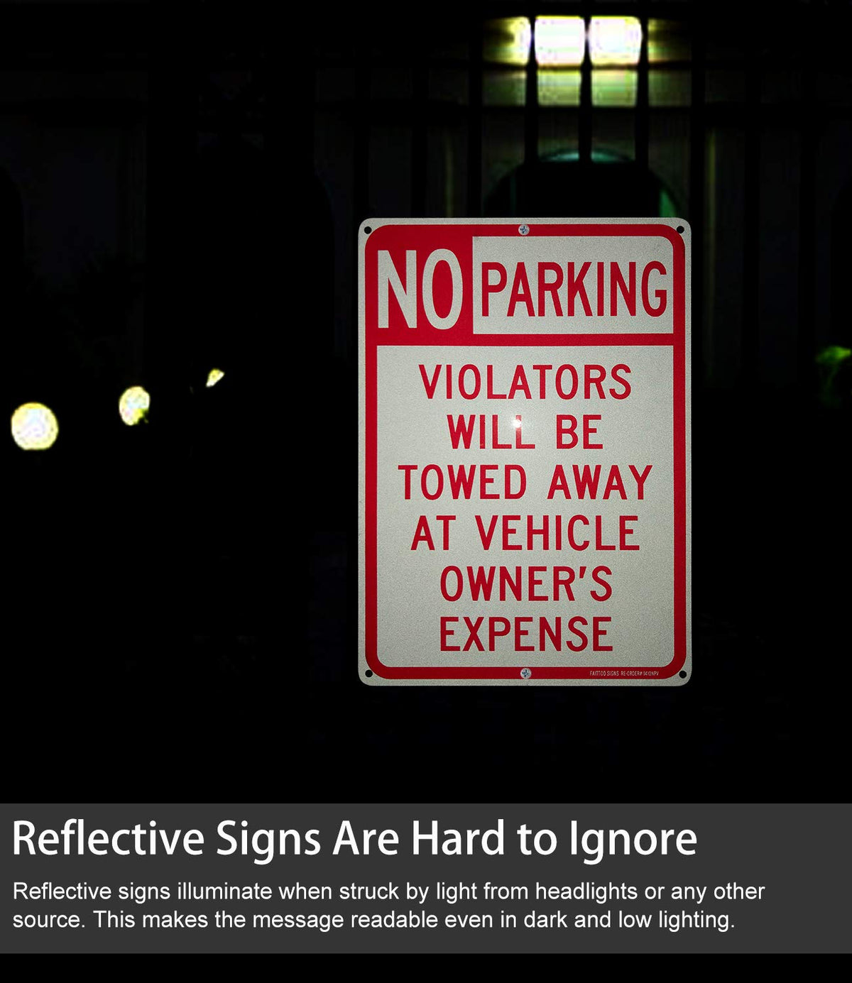 Faittoo No Parking Sign easy mount for walls, fences, posts.