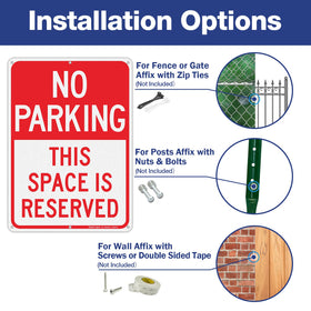 Faittoo No Parking sign reflective surface aids night visibility for drivers.