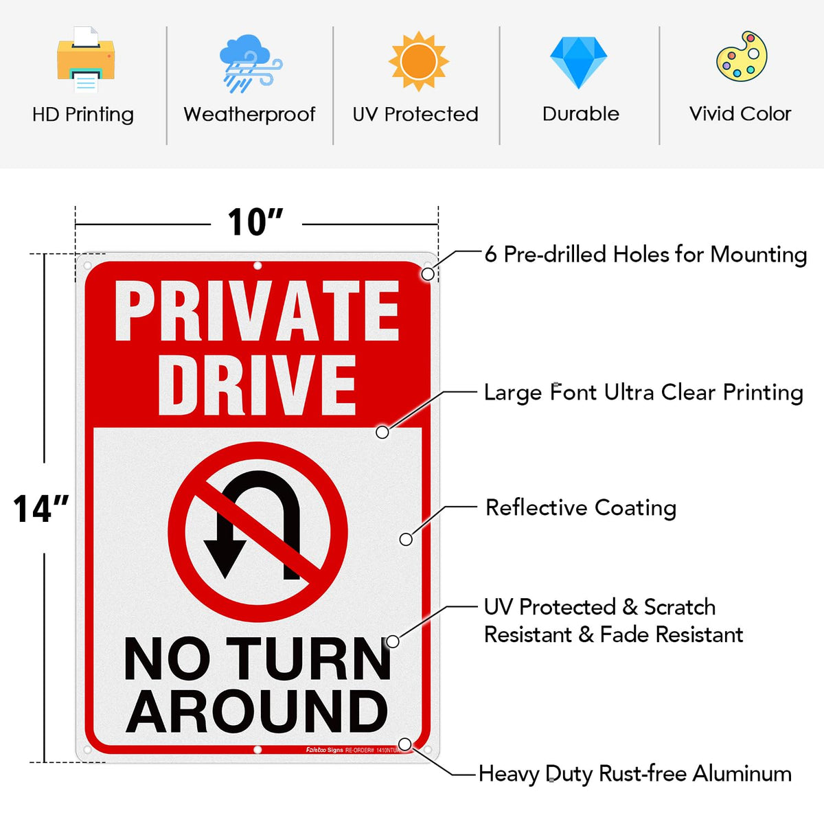 Faittoo no turn around sign to prevent U-turns in driveways