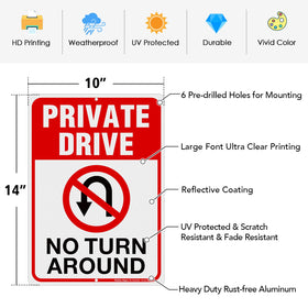 Faittoo no turn around sign to prevent U-turns in driveways