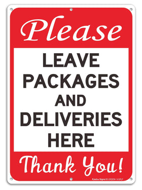 Faittoo Please Leave Sign front view shows clear messaging for delivery drivers to guide packages safely.