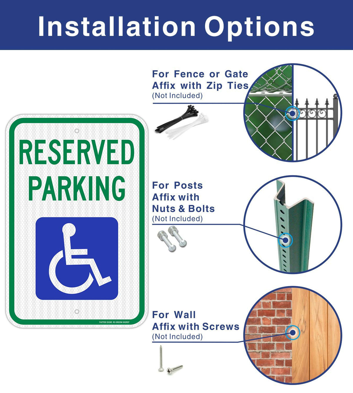 Faittoo aluminum reserved parking sign resists rust and outdoor wear