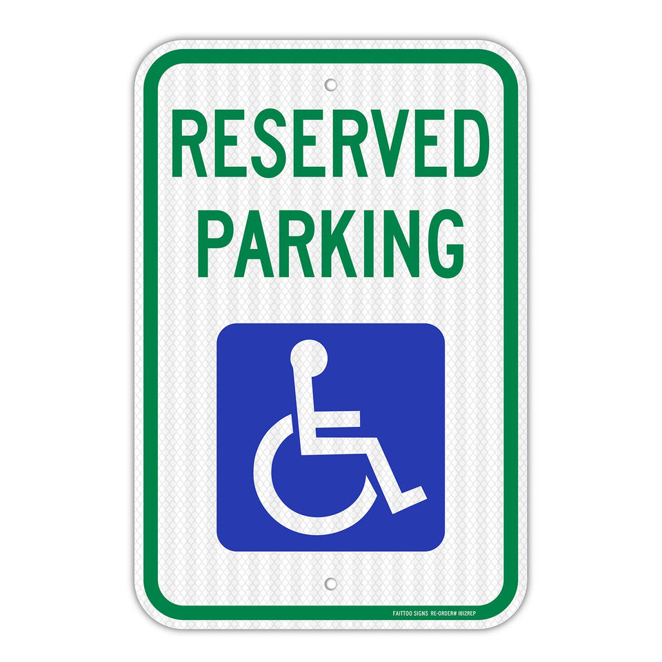 Faittoo reserved parking sign with blue-green contrast for clear day visibility