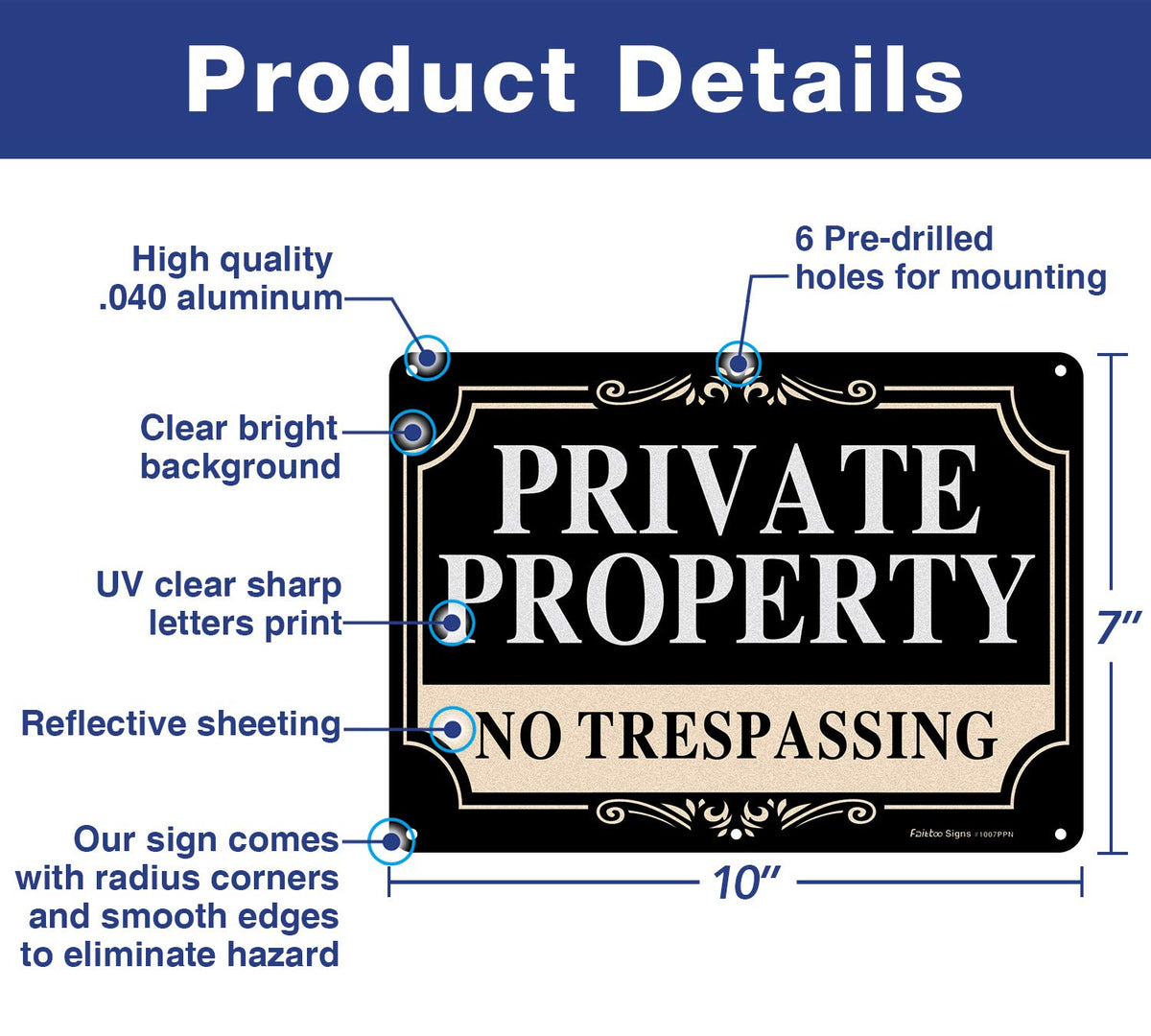Faittoo rust-free aluminum sign, durable for outdoor use.
