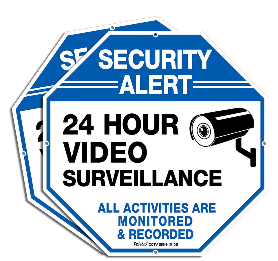 Faittoo video surveillance sign front view boosts outdoor visibility