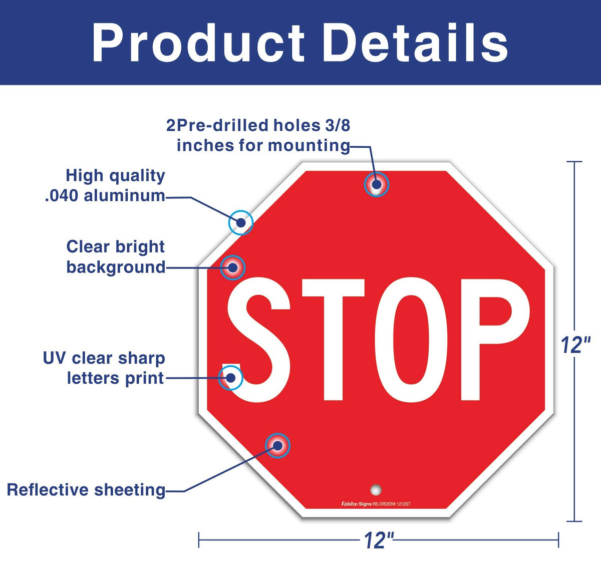 Faittoo Stop Sign side-mount holes enable quick installation on walls or posts