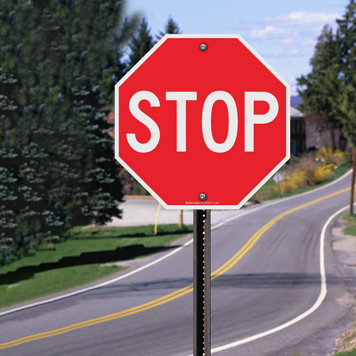 Faittoo Stop Sign night reflection catches headlights for early driver awareness