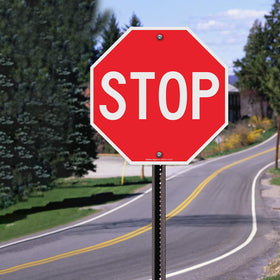 Faittoo Stop Sign night reflection catches headlights for early driver awareness