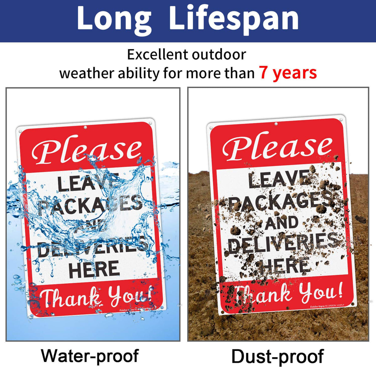 Faittoo Weatherproof sign withstands outdoor conditions with UV protection and long-lasting durability.