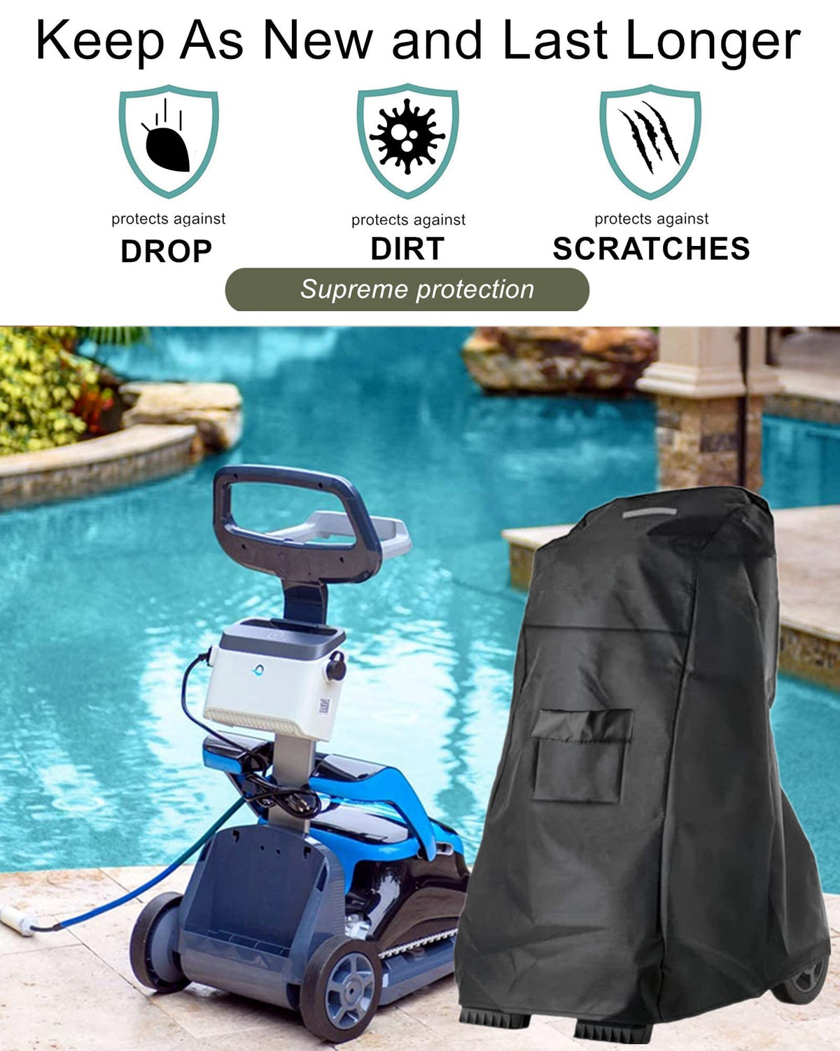 Falezern Pool Cleaner Caddy Cover 420D Oxford fabric resists sun and dust