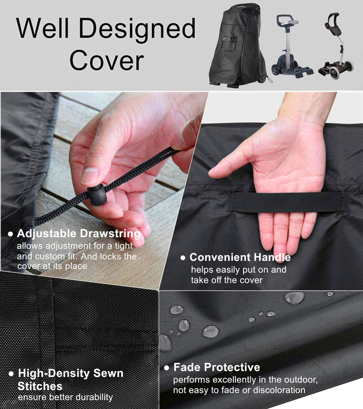 Falezern Pool Cleaner Caddy Cover reinforced handle for easy removal