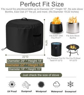 Falezern stove bonfire shelter cover fits snugly, shielding the pit from wind and weather.