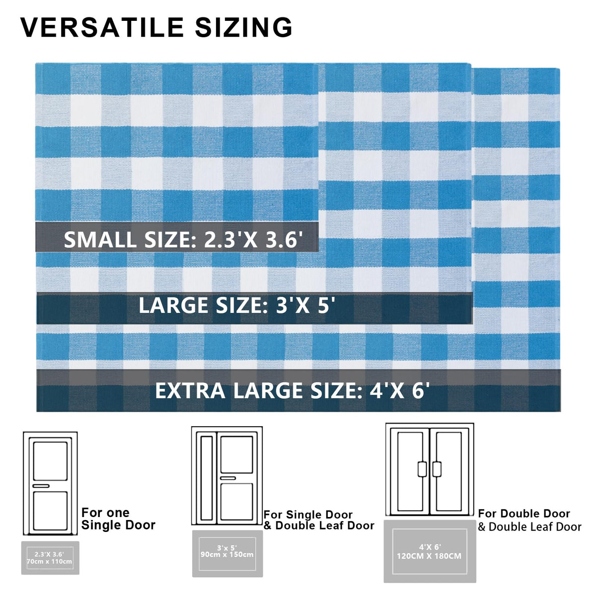Fallovea blue-white plaid door mat at entry enhances curb appeal