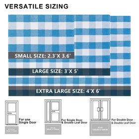 Fallovea blue-white plaid door mat at entry enhances curb appeal