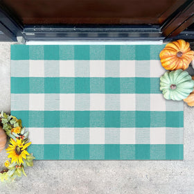 Fallovea entryway plaid rug; versatile indoor-outdoor mat for busy hallways