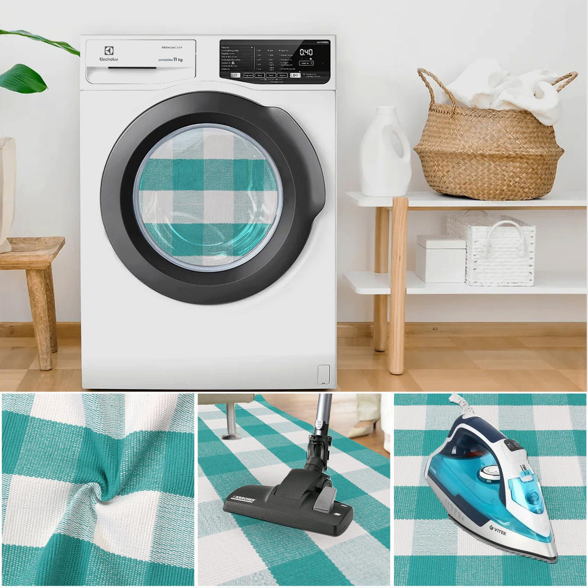 Fallovea gift-worthy plaid rug; practical decor for housewarmings and occasions