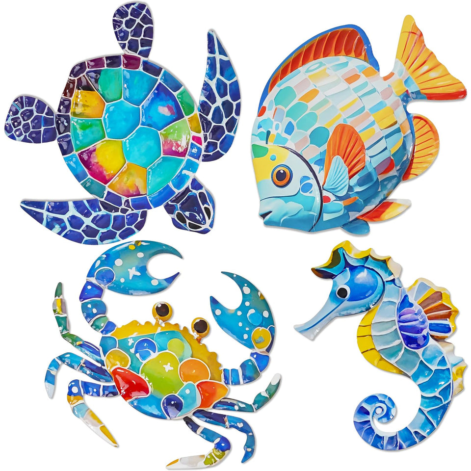 FaloStwer metal wall art turtle adds vibrant coastal charm to outdoor spaces.