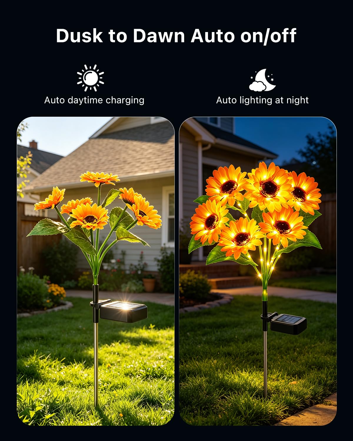 Warm white glow creates cozy ambiance for outdoor gatherings.