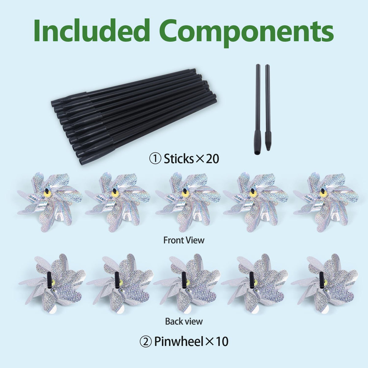 FameFame pinwheels with plastic stakes allow easy height adjustments