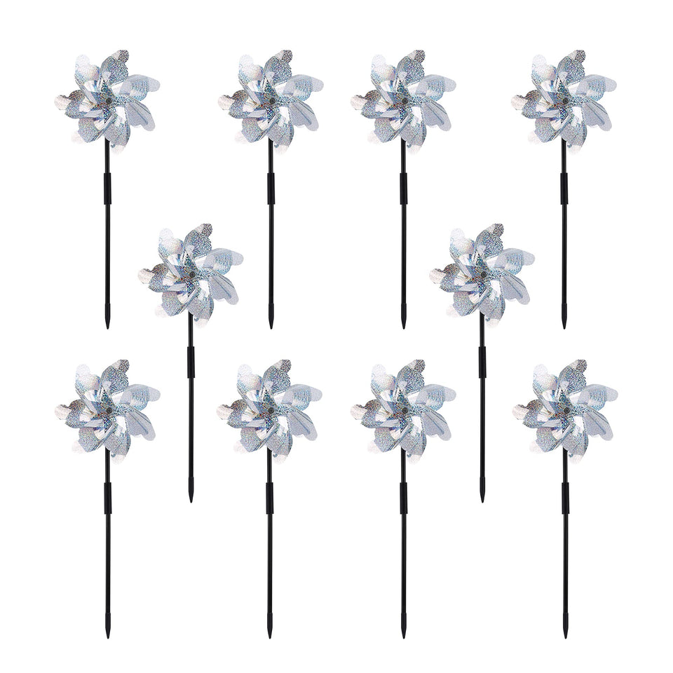 FameFame 10 Pack pinwheels glitter in sunlight to brighten garden spaces