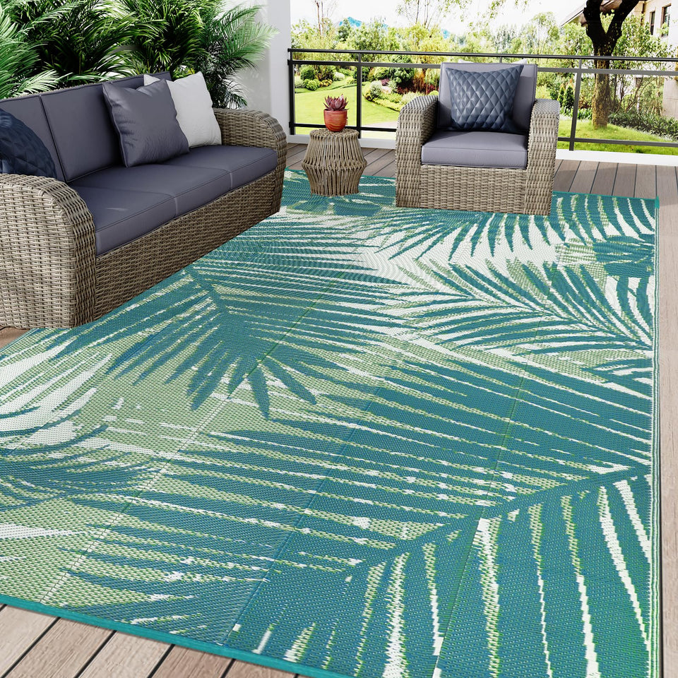 famibay 6x9 reversible outdoor rug, two-tone look for versatile styling.