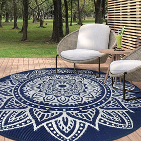 Famibay round outdoor rug all-weather use on patios balconies or RVs