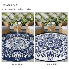 Famibay round outdoor rug UV-resistant and durable for sunny patios