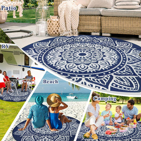 Famibay round outdoor rug easy to clean and quick to dry