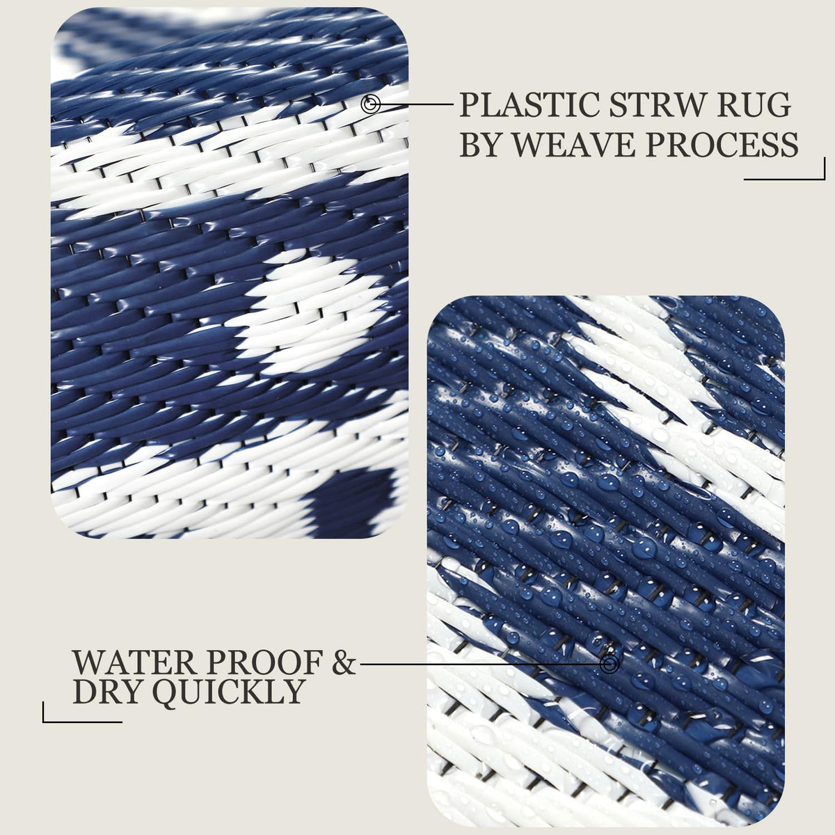 Famibay round outdoor rug waterproof material keeps decks clean in wet weather