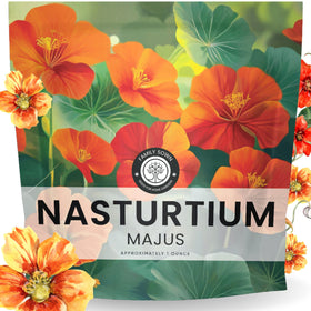 Family Sown nasturtium majus large packet ready for easy planting.