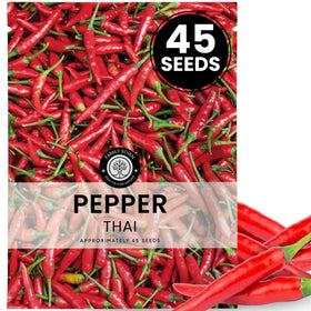Family Sown Thai Pepper seeds close-up showing 45 premium seeds for planting