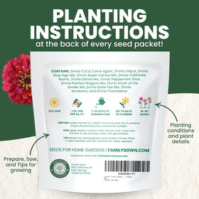 Family Sown Zinnia Crazy Blend cut-and-come-again mix boosts cutting gardens with long-lasting blooms.