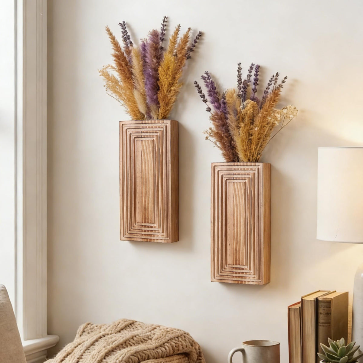 FancyPlus wall planter with hanging eucalyptus for easy indoor greenery.
